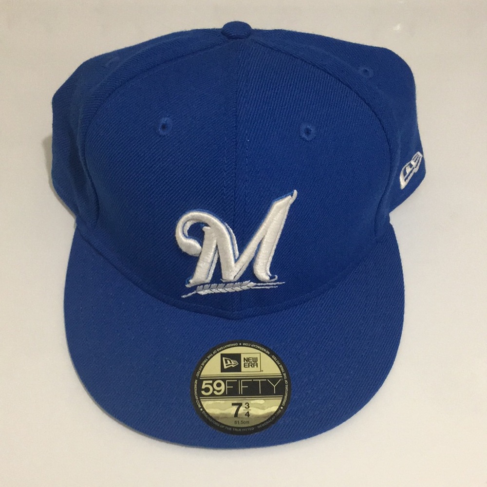 Milwaukee Brewers Baseball Fitted Hat 7 3/4 MLB Major League Cap Brew Crew EUC